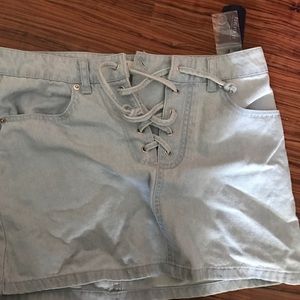 Jean skirt with lace up front